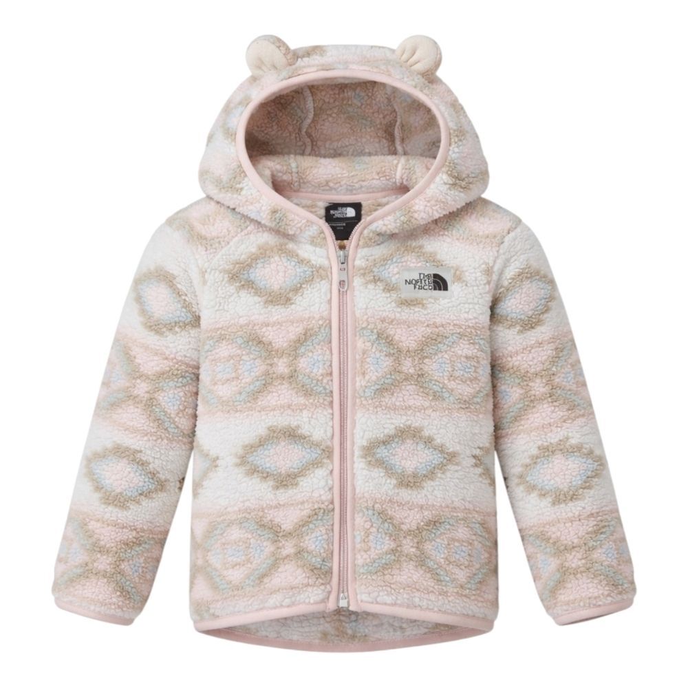 The North Face Tnf Kid Baby Girls Cream Beige Fleece Bear Hood Jacket Size 12-18